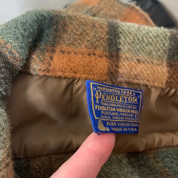 VTG 70’s Pendleton Woolen Mills OR Virgin Wool Xl Plaid Shacket Coat Warm Tones - Picture 10 of 17